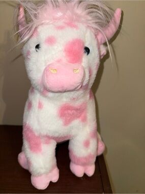 Pink & White Plush Cow Stuffed Animal